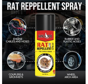 Kangaroo® Rat Repellent Spray For Car and Bike 200 ml 2X Advance Rat Protection (Non-Toxic and Human Safe) Save your Vehicle Wire from Rat Attack!