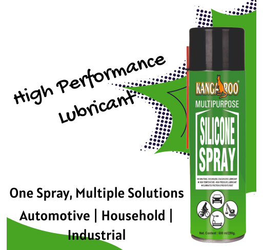 Kangaroo® Multipurpose Silicone Lubricant Spray - 500ml Odourless, Colourless & Non-Toxic Lubricant, Rejuvenates & Shines Surfaces, Lubricates Most Plastic, Rubber & Metal Parts