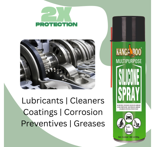Kangaroo® Multipurpose Silicone Lubricant Spray - 500ml Odourless, Colourless & Non-Toxic Lubricant, Rejuvenates & Shines Surfaces, Lubricates Most Plastic, Rubber & Metal Parts