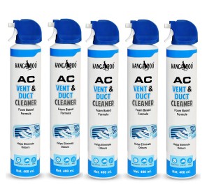 Kangaroo® Car AC Vent & Duct Cleaner Odor Neutralizer Spray Form with Long Nosal Pipe for Effective Cleaning 400 ml Each ( Pack of 5)