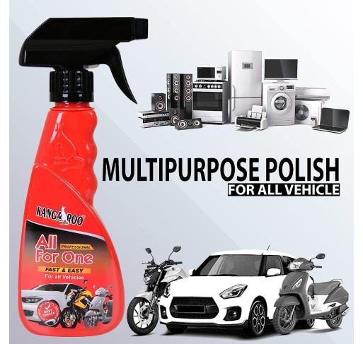 Kangaroo® All-for-One Multipurpose Liquid Polish for Bike and Car with 2 Foam Applicators (400 ml) 200ml X 2 Each