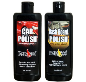 Kangaroo® Car Polish and Dashboard Polish 200 ml Each With 2 Foam Applicator