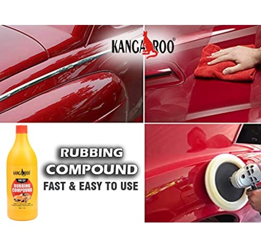 Kangaroo® Fine Cut Rubbing Compound (Heavy Cut 2) Scratch Remover, Paint defect Hider and Oxidation from Cars, Bike, Motorbikes | No Scratches No Swirls (1 Litre)