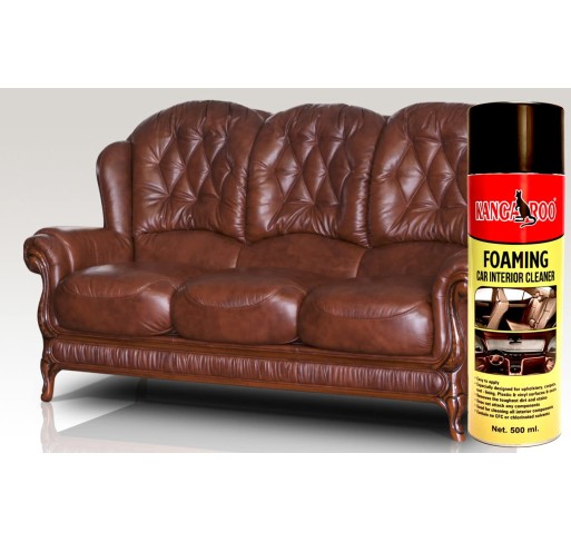 Kangaroo® Foaming Car Interior Cleaner Spray 500 ML with Micro Fiber Tower Leather (Car Seat, Leather Sofa) | Plastic, Leather, Vinyl, Rubber, Car Interiors (Pack of 2) 