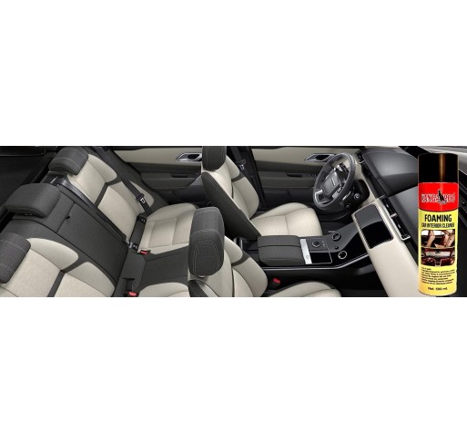 Kangaroo® Foaming Car Interior Cleaner Spray 500 ML with Micro Fiber Tower Leather (Car Seat, Leather Sofa) | Plastic, Leather, Vinyl, Rubber, Car Interiors (Pack of 2) 