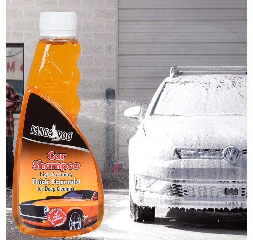 Kangaroo® High Foaming Car Shampoo With Tyre Dresser Polish 300 ml Each and 1 Foam Applicator (Long Lasting Protection)