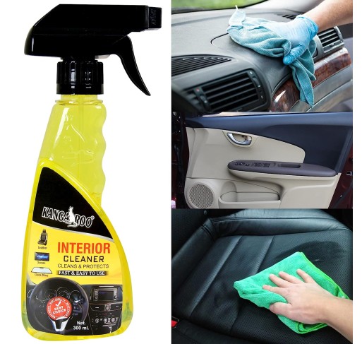 Kangaroo® Premium Car Interior Cleaner 300ml with 1 Foam Applicator for Leather Seat, Car Dashboard, Vinyl, Plastic, Door Panel, Rexine, Leatherette, Laminate & Rubber 