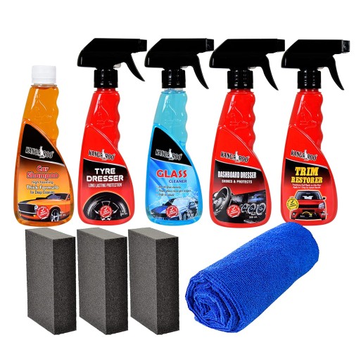 Kangaroo® Premium Large Car Care Kit Contains Car Shampoo | Tyre Dresser | Glass Cleaner | Dashboard Dresser | Trim Restorer Each 300 ml (All in One) Total Car Protection Kit -20CTGDR Kangaroo® Premium Large Car Care Kit Contains Car Shampoo | Tyre Dresser | Glass Cleaner | Dashboard Dresser | Trim Restorer Each 300 ml (All in One) Total Car Protection Kit -20CTGDR
