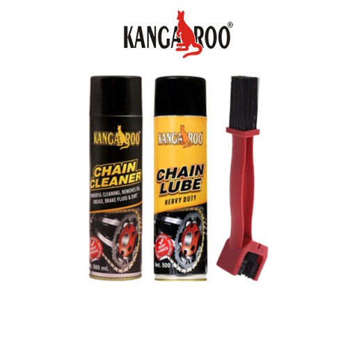 Kangaroo® Premium Chain Lube and Chain Cleaner 500 ml Each With Chain Cleaner Brush  (Chain Lubricant Maintenance Spray Kit,)